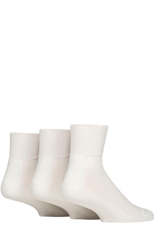 Mens 3 Pair IOMI FootNurse Cushioned Foot Bamboo Diabetic Ankle Socks White 6-8.5