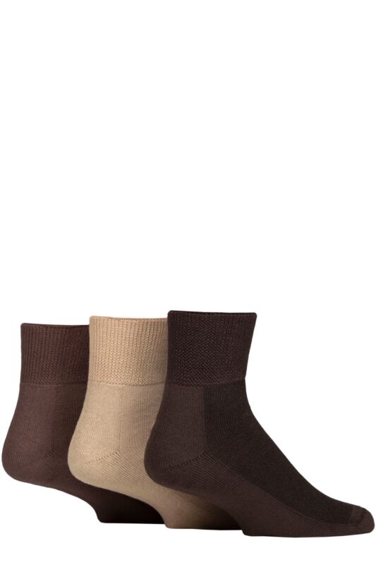 Mens 3 Pair IOMI FootNurse Cushioned Foot Bamboo Diabetic Ankle Socks Coffee Bean 9-11