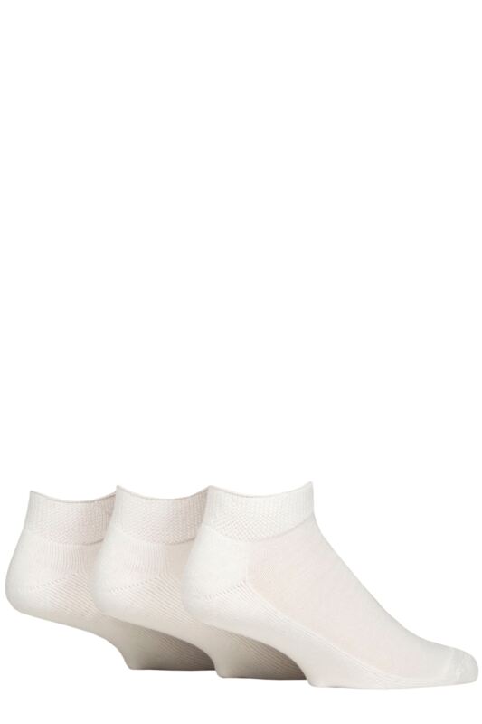 Mens 3 Pair IOMI FootNurse Cushioned Foot Bamboo Diabetic Trainer Socks White 9-11