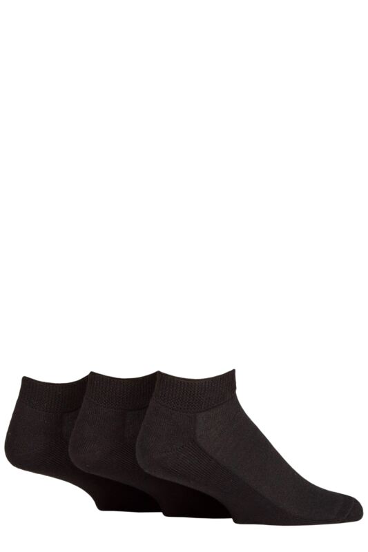 Mens 3 Pair IOMI FootNurse Cushioned Foot Bamboo Diabetic Trainer Socks Black 12-14
