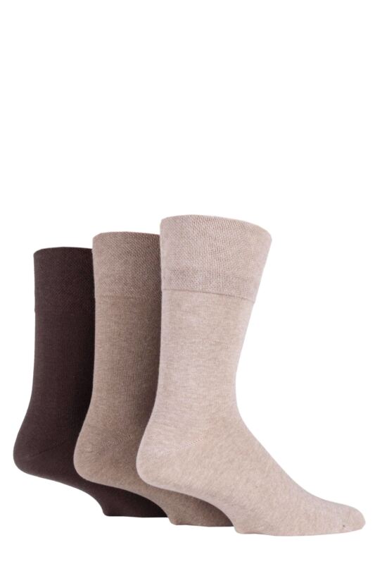 Men's 3 Pair IOMI FootNurse Gentle Grip Bamboo Diabetic Socks Brown 6-11