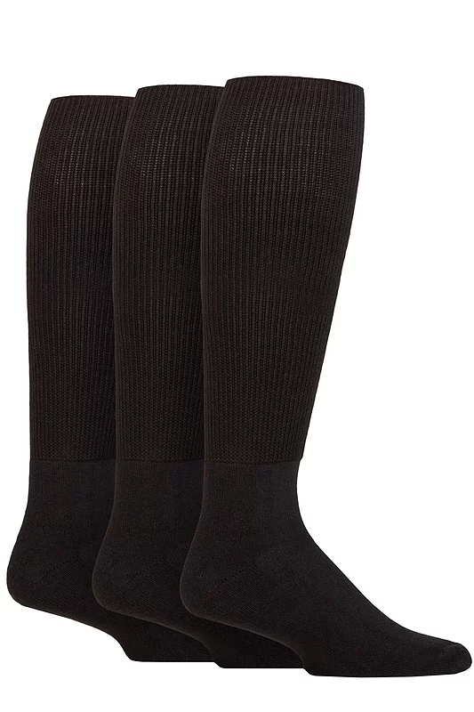 Mens and Women's 3 Pair IOMI FootNurse Cushion Foot Bamboo Diabetic Knee High Socks
