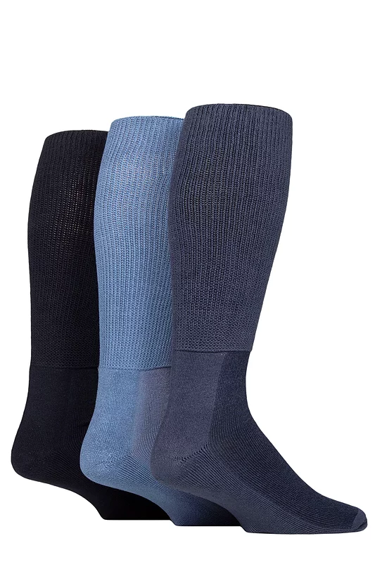 Mens and Women's 3 Pair IOMI FootNurse Cushion Foot Bamboo Diabetic Knee High Socks