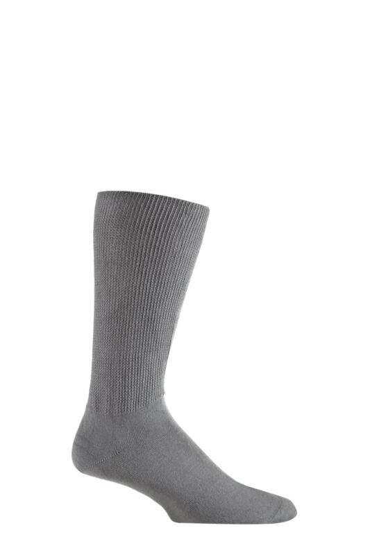 Mens 1 Pair IOMI FootNurse Oedema Extra Wide Cotton Socks Grey 6-8.5
