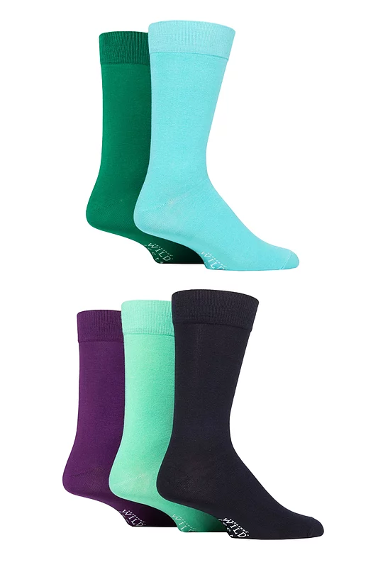 Mens 5 Pair SOCKSHOP Wildfeet Plain Bamboo Socks