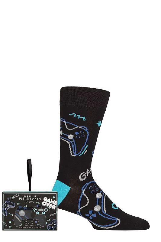 Mens 1 Pair SOCKSHOP Wildfeet Novelty Patterned Bamboo Socks in Gift Box