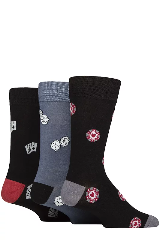 Mens 3 Pair SOCKSHOP Wildfeet Patterned Bamboo Socks