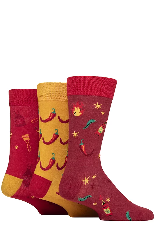 Mens 3 Pair SOCKSHOP Wildfeet  Patterned Novelty Occasion Bamboo Socks