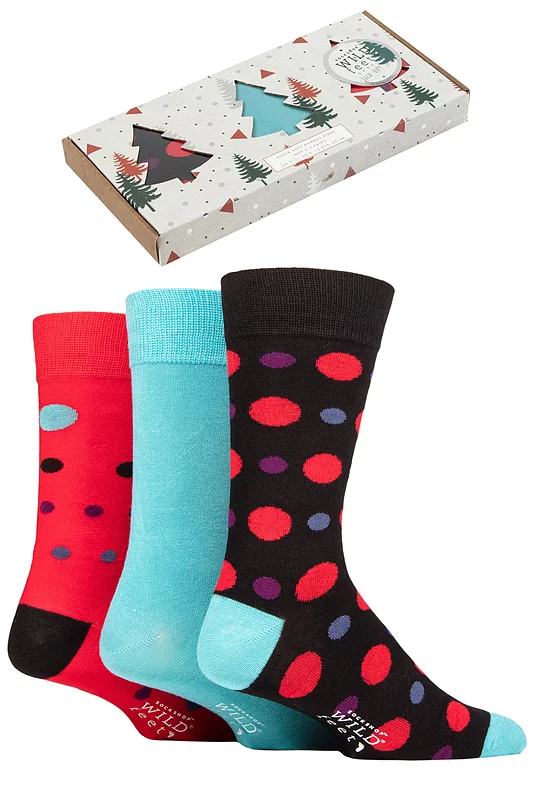 Mens 3 Pair SOCKSHOP Wildfeet Tree Gift Boxed Bamboo Socks