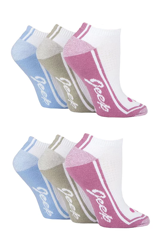 Women's 6 Pair Jeep Performance Polyester Cushioned Trainer Socks