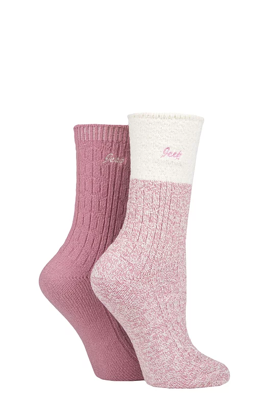 Women's 2 Pair Jeep Super Soft Cable Knit Boot Socks