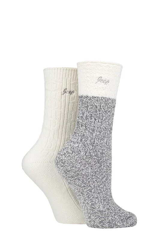 Women's 2 Pair Jeep Super Soft Cable Knit Boot Socks