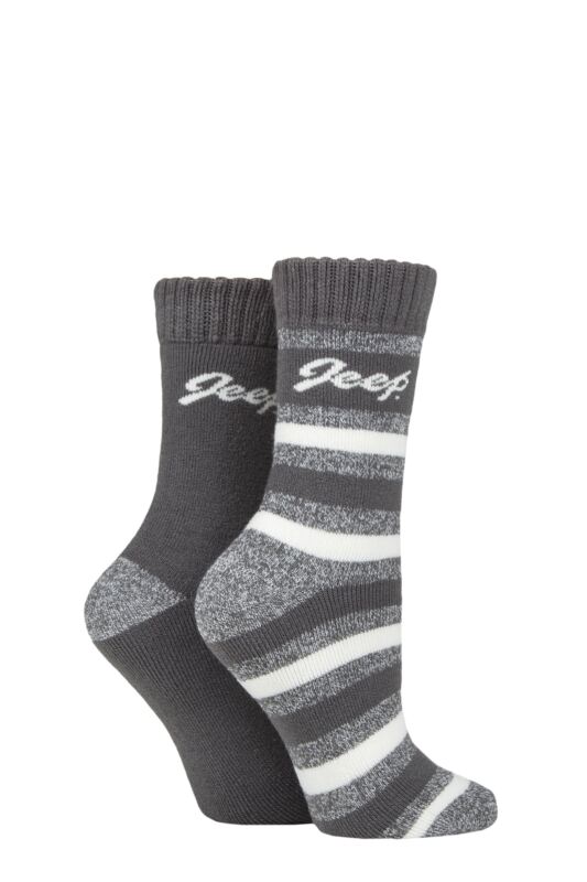 Women's 2 Pair Jeep Cushioned Brushed Thermal Boot Socks