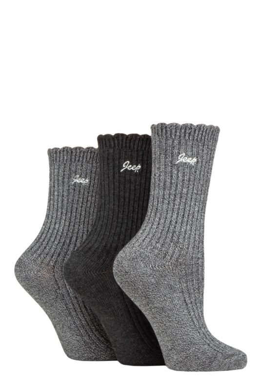 Women's 3 Pair Jeep Bamboo Scalloped Top Socks