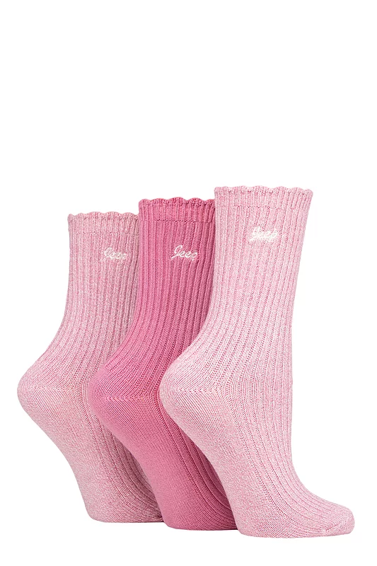 Women's 3 Pair Jeep Bamboo Scalloped Top Socks