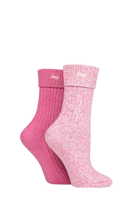 Women's 2 Pair Jeep Super Soft Turn Over Top Polyester Boot Socks