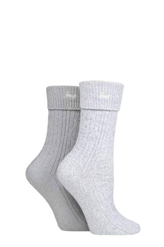 Women's 2 Pair Jeep Super Soft Turn Over Top Polyester Boot Socks Slate / White 4-8 Ladies