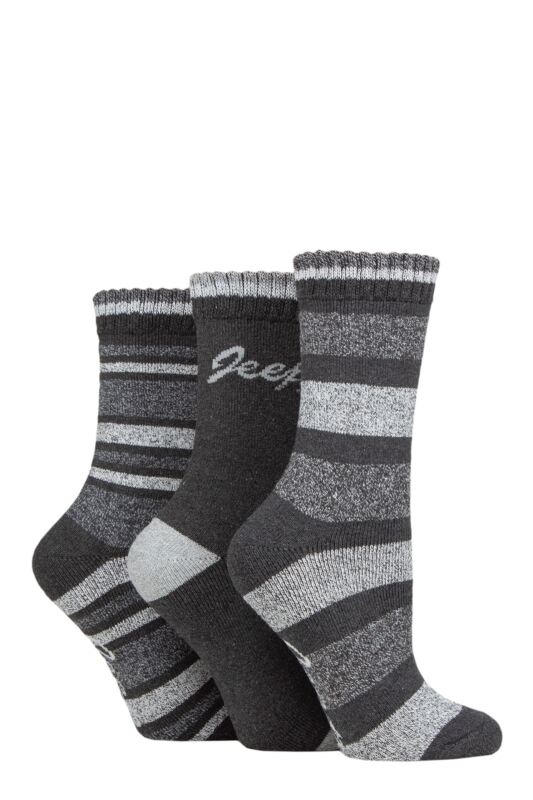 Women's 3 Pair Jeep Performance Full Cushion Striped Boot Socks