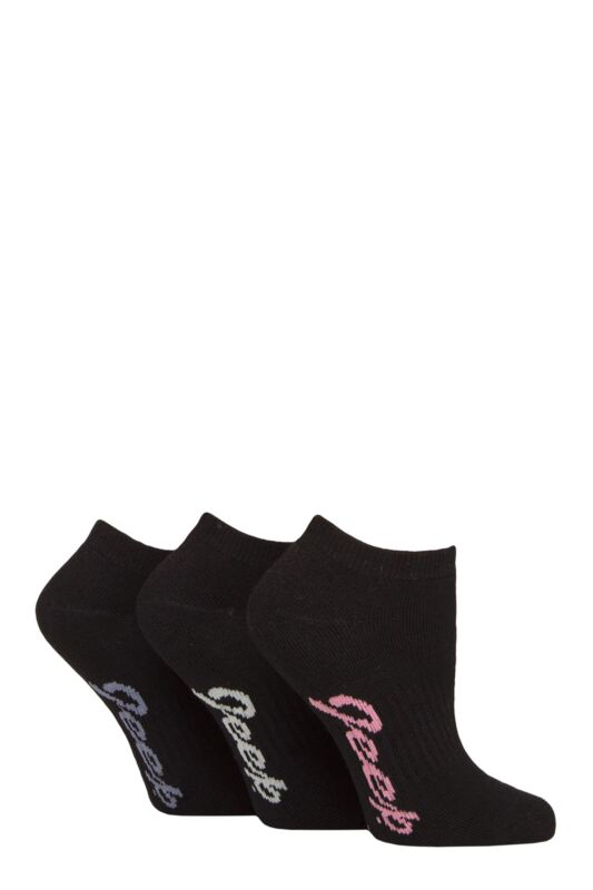 Women's 3 Pair Jeep Fully Cushioned Bamboo Trainer Socks Black 4-8
