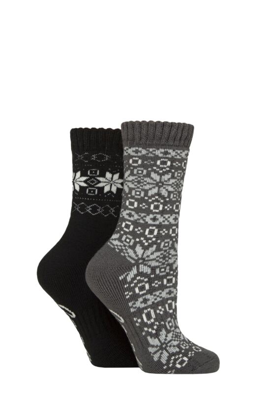 Women's 2 Pair Jeep Fairisle Brushed Thermal Boot Socks