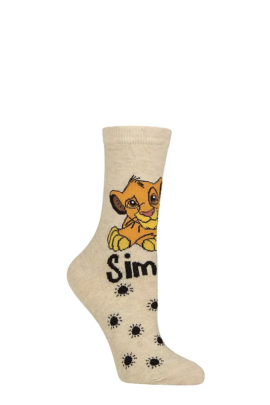 Women's 1 Pair SOCKSHOP Disney The Lion King Simba Cotton Socks Multi 4-7 Women's