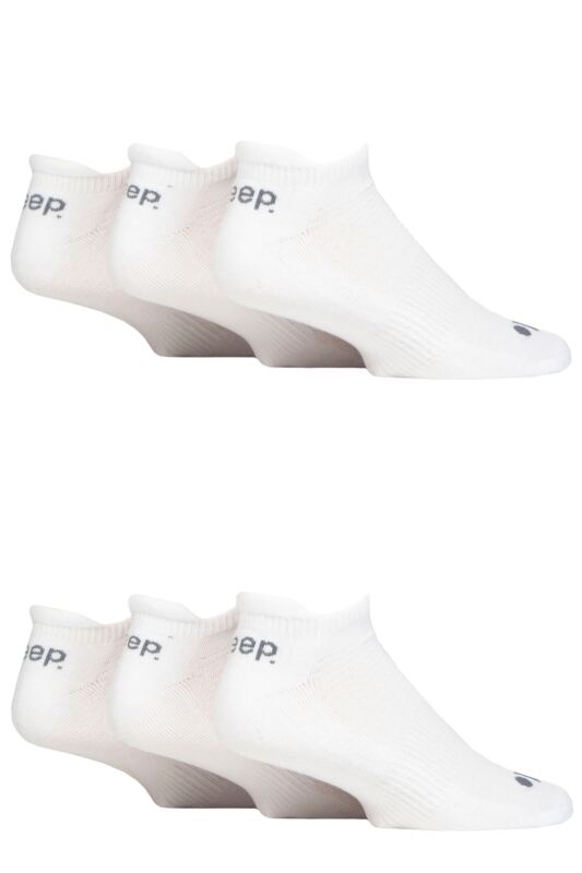 Mens 6 Pair Jeep Performance Trainer Socks White 6-11 Mens