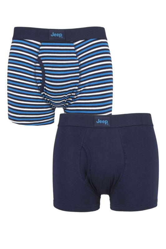 Mens 2 Pack Jeep Tonal Stripe and Plain Keyhole  Hipster Trunks