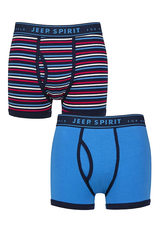 Mens 2 Pack Jeep Spirit Cotton Knitted Keyhole Trunks
