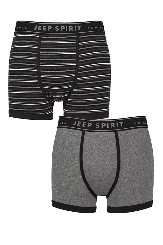 Mens 2 Pack Jeep Spirit Cotton Knitted Fitted Trunks