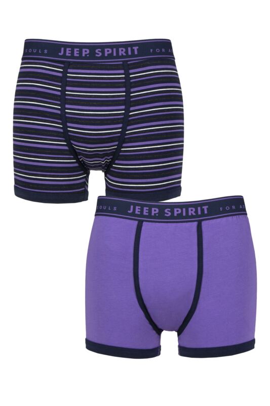 Mens 2 Pack Jeep Spirit Cotton Knitted Fitted Trunks