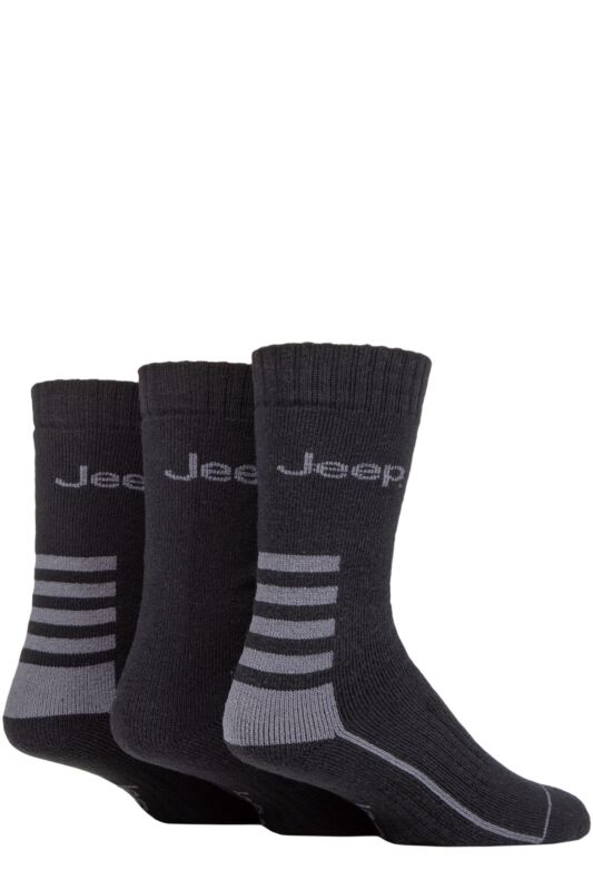 Mens 3 Pair Jeep Cotton Blend Boot Socks