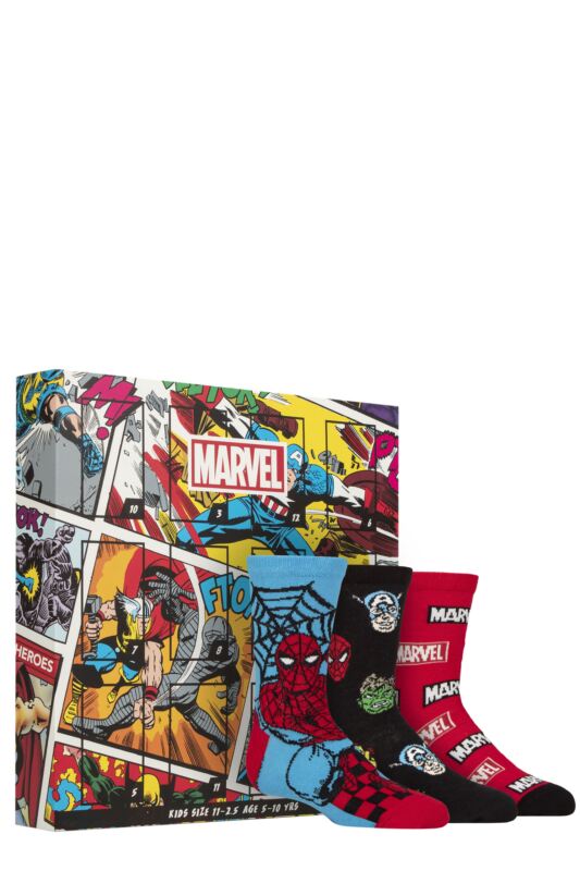 Kids 12 Pair SOCKSHOP Marvel 12 Days of Christmas Advent Calendar Socks