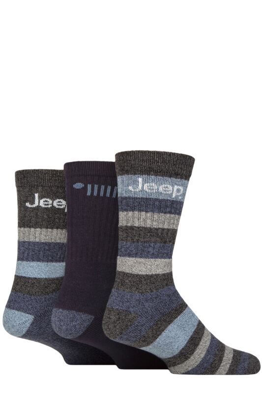 Mens 3 Pair Jeep Cotton Rich Cushioned Boot Socks