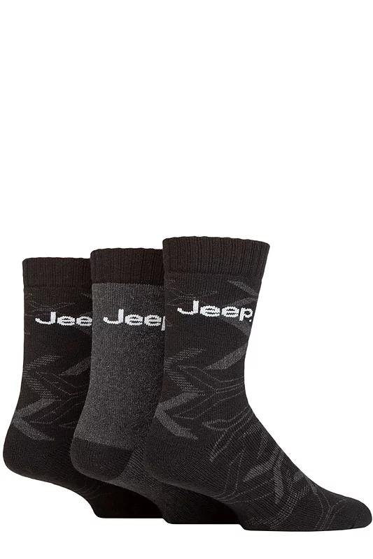 Mens 3 Pair Jeep Camo Cotton Boot Socks