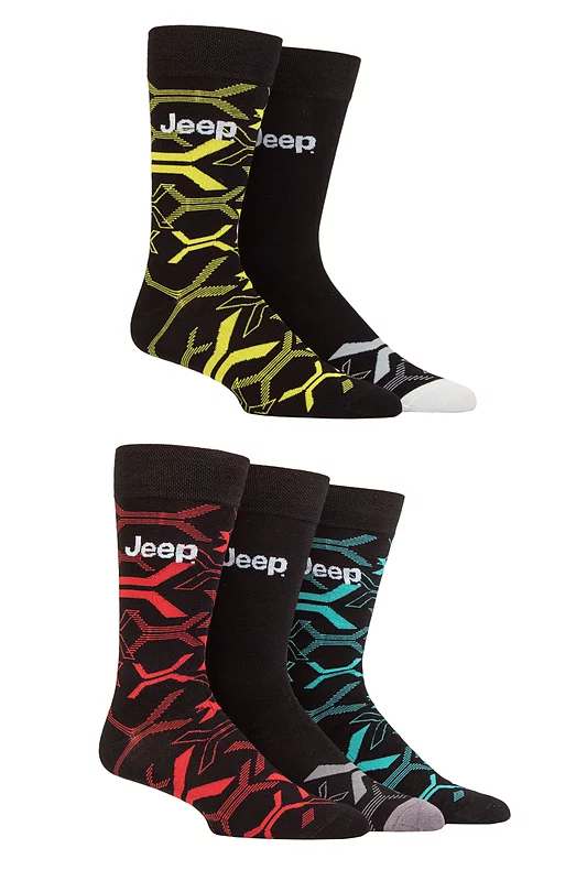 Mens 5 Pair Jeep Everyday Leisure Bamboo Socks Multi 6-11