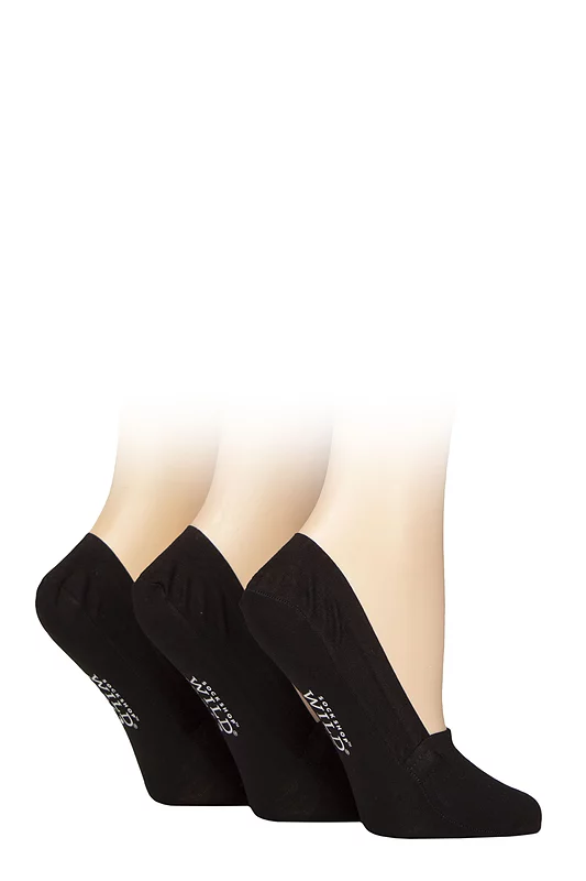 Womens 3 Pair SOCKSHOP Wildfeet Bamboo Loafer Liner Socks