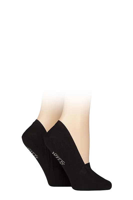 Womens 2 Pair SOCKSHOP Wildfeet Bamboo Loafer Liner Socks