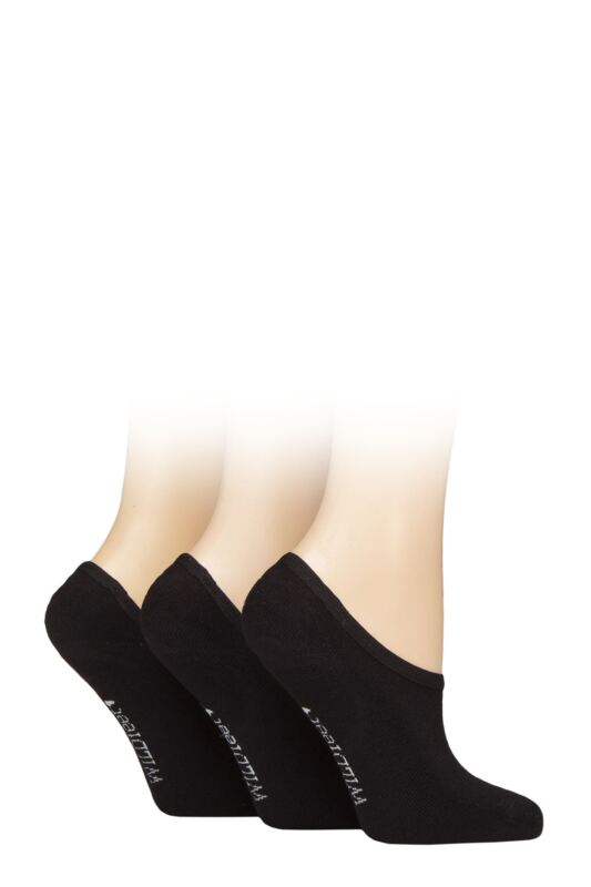 Women's 3 Pair SOCKSHOP Wildfeet Plain Bamboo Half-Cushioned Shoe Liner Socks