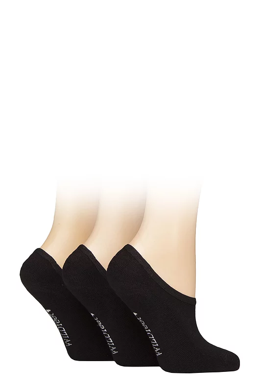 Women's 3 Pair SOCKSHOP Wildfeet Plain Bamboo Half-Cushioned Shoe Liner Socks