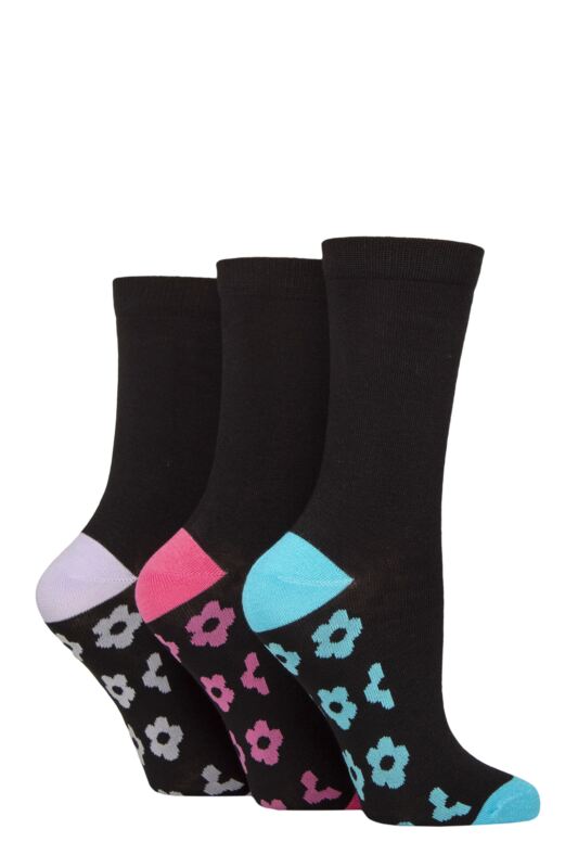 Women's 3 Pair SOCKSHOP Wildfeet Patterned Bamboo Socks