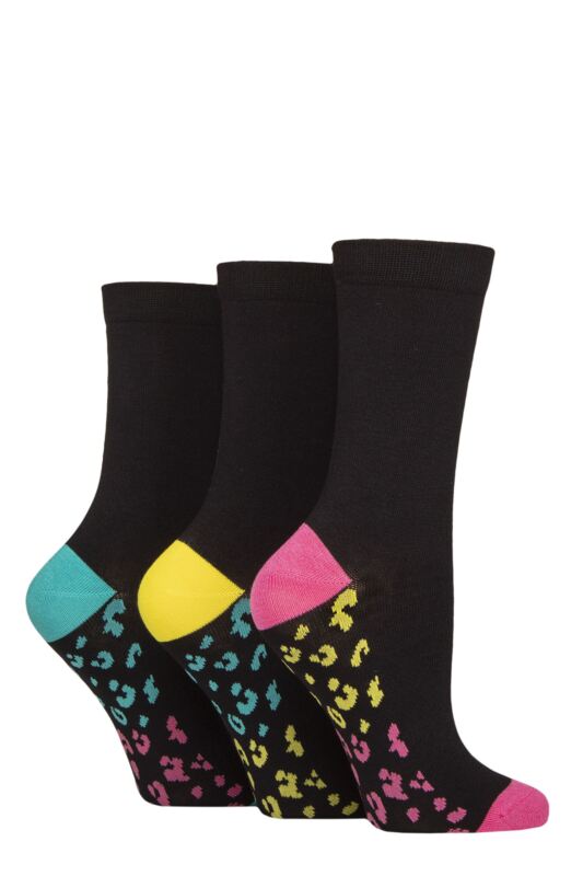 Women's 3 Pair SOCKSHOP Wildfeet Patterned Bamboo Socks