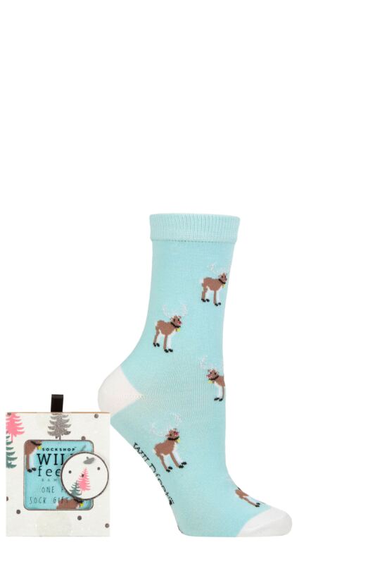 Women's 1 Pair SOCKSHOP Wildfeet Bamboo Christmas Gift Boxed Socks