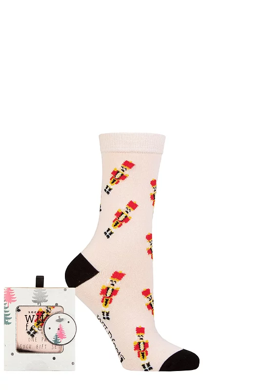 Women's 1 Pair SOCKSHOP Wildfeet Bamboo Christmas Gift Boxed Socks Nutcracker 4-8