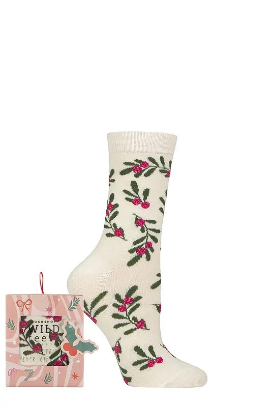 Women's 1 Pair SOCKSHOP Wildfeet Bamboo Christmas Gift Boxed Socks
