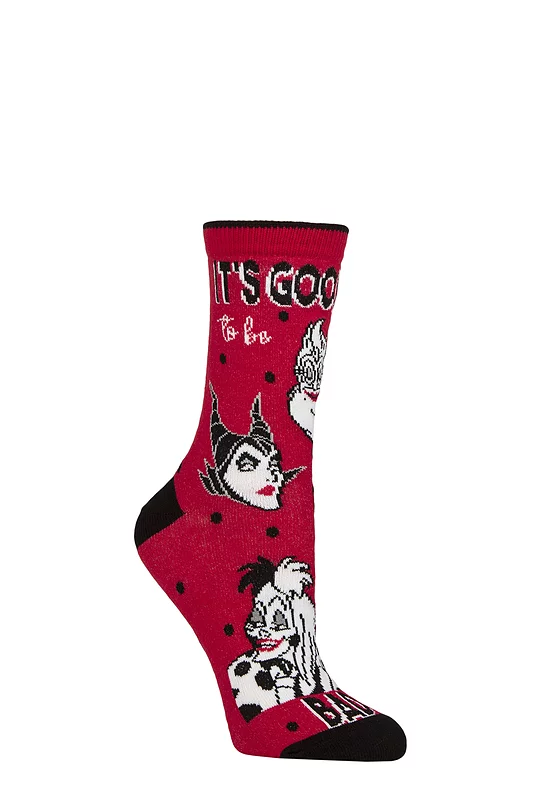 Women's 1 Pair SOCKSHOP Disney Villains Cotton Socks
