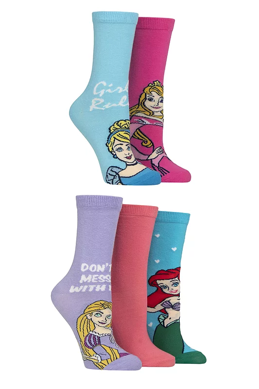 Women's 5 Pair SOCKSHOP Disney Princesses Cotton Socks