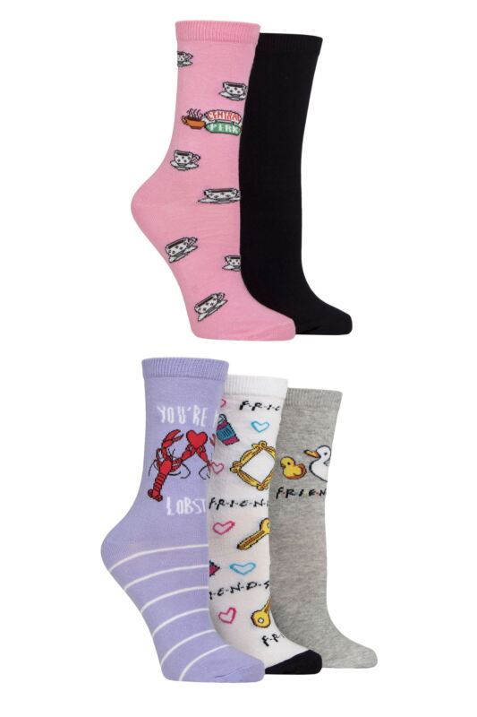 Women's 5 Pair SOCKSHOP Friends Cotton Socks