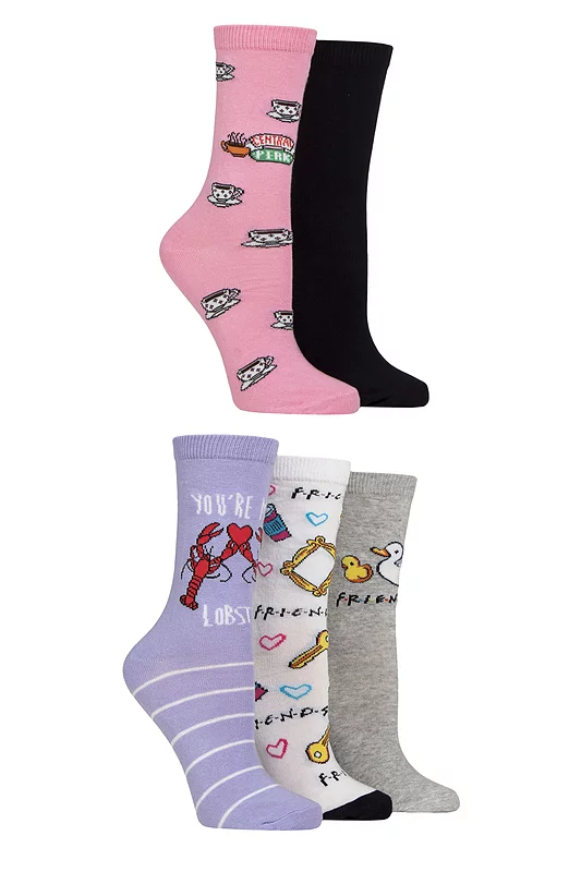 Women's 5 Pair SOCKSHOP Friends Cotton Socks