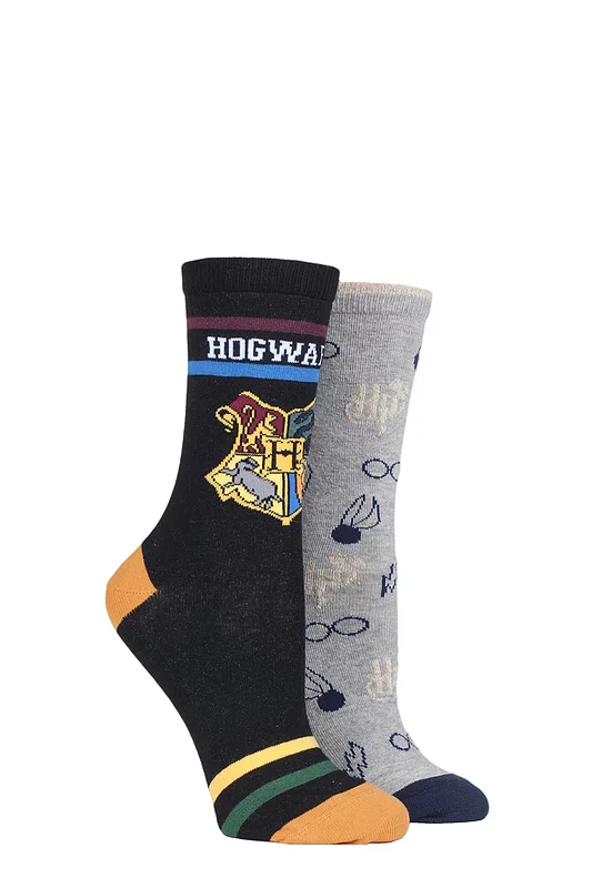 Women's SOCKSHOP 2 Pair Harry Potter Hogwarts and Golden Snitch Cotton Socks