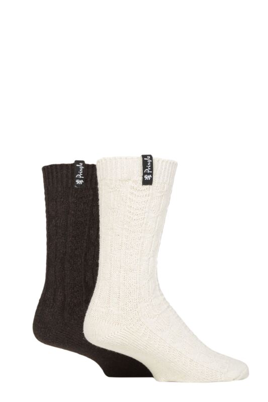 Mens 2 Pair Pringle Recycled Wool Boot Socks